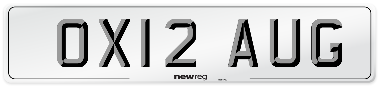 OX12 AUG Number Plate from New Reg